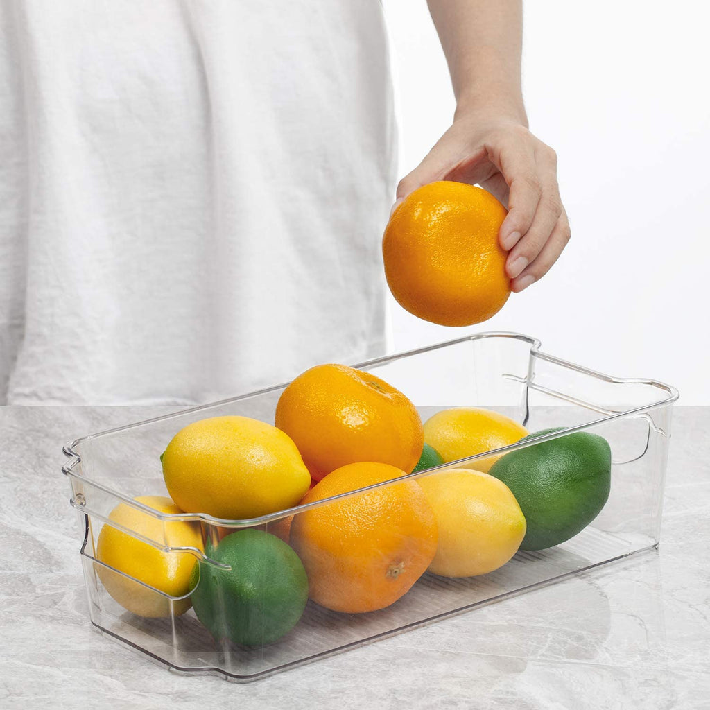 Refrigerator Organizers and Storage - 8Pcs Clear Plastic Bins for Fridge, Freezer, Kitchen Cabinet, Pantry Organization, BPA Free Fridge Organizer, 12.5" Long, Clear